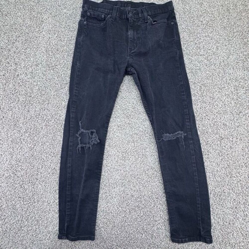 Levis Red Tab 510 Slim Straight Mens 33x34 Black Medium Wash Jeans Label